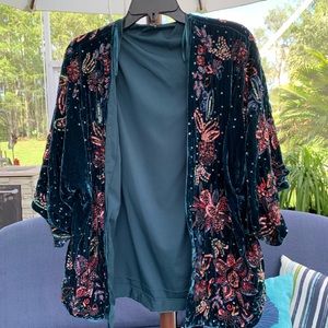 Zara beaded teal kimono
